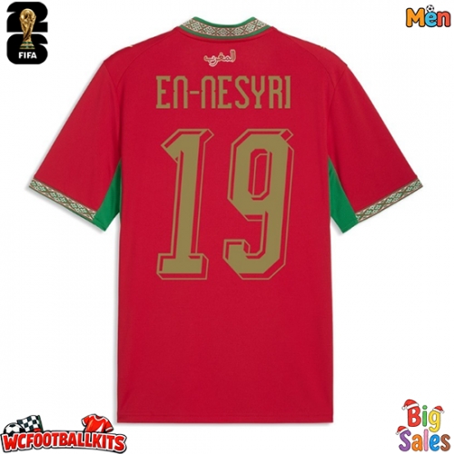 Morocco Youssef En-Nesyri #19 Replica Home Stadium Shirt World Cup 2026 Short Sleeve